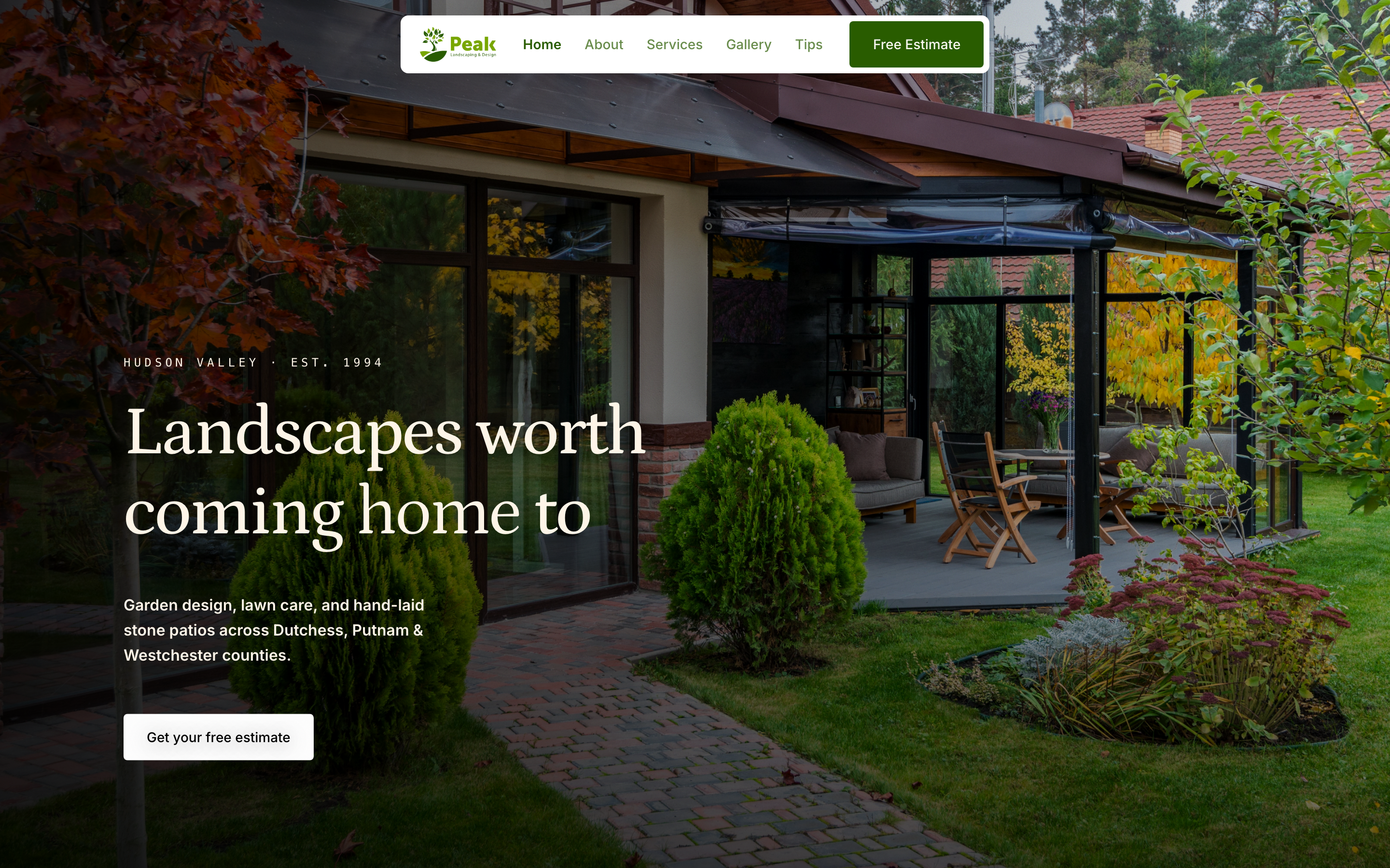 Peak Landscaping homepage