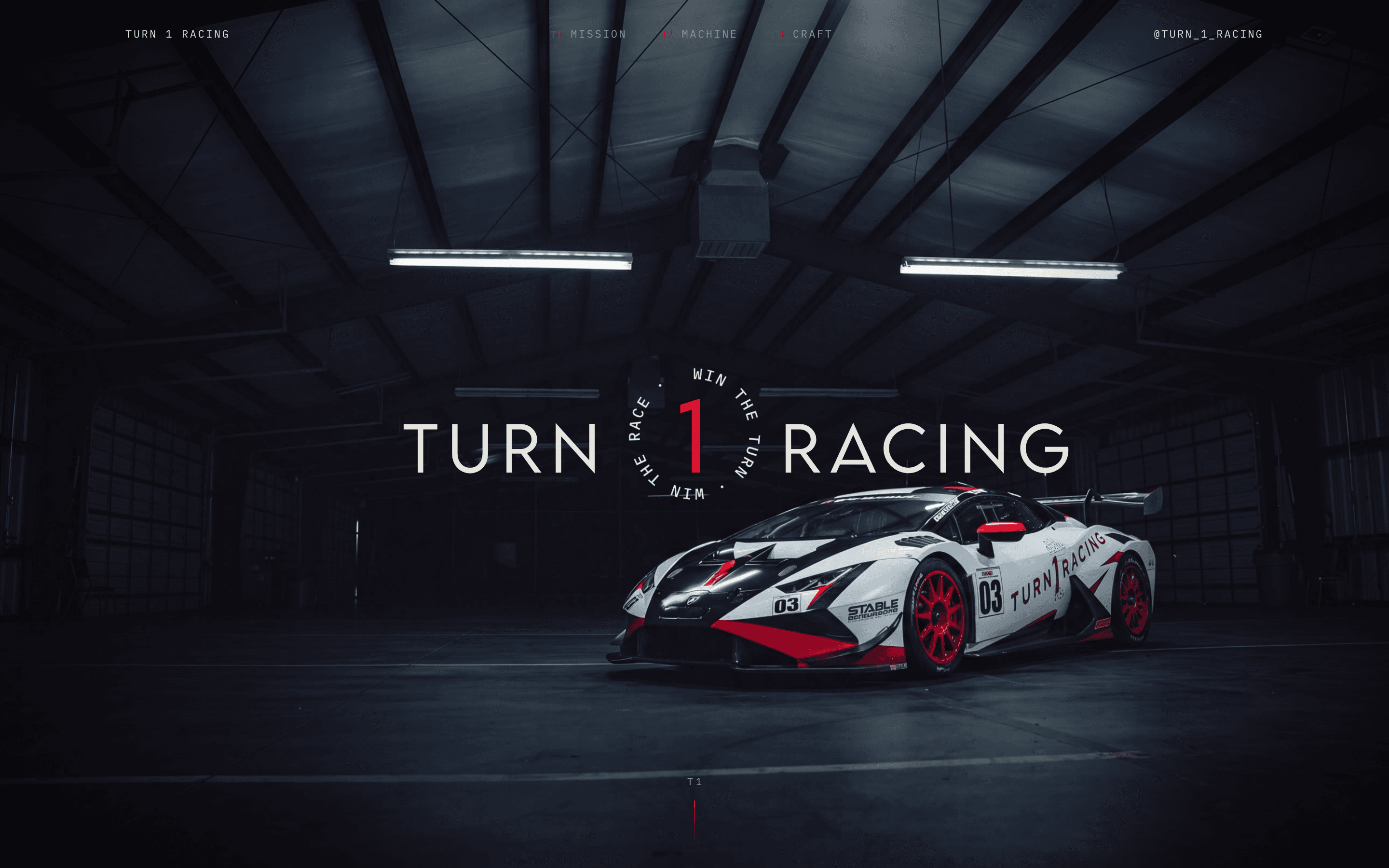 Turn 1 Racing homepage