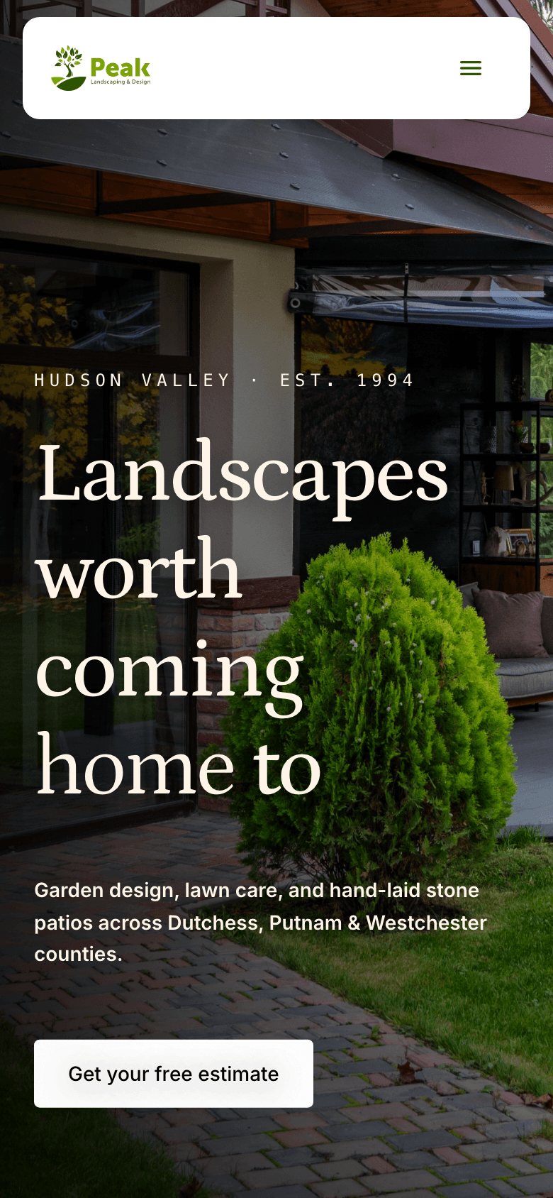 Peak Landscaping on a phone